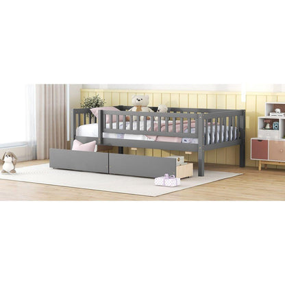 Twin Size Daybed Wood Bed with Two Drawers, Gray
