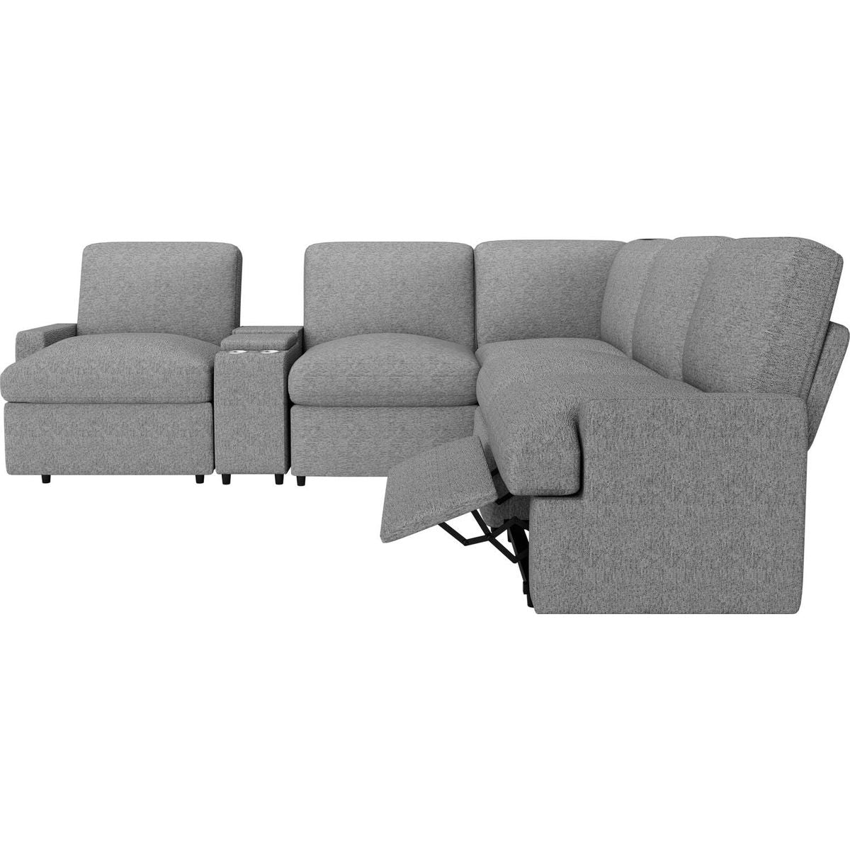 104" Power Recliner Corner Sofa Home Theater Reclining Sofa Sectional Couches with Storage Box, Cup Holders, USB Ports and Power Socket for Living Room, Grey