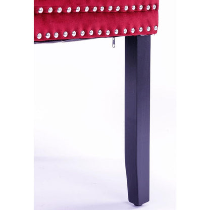Classic Velvet Dining Chairs, High-end Tufted Solid Wood Contemporary Velvet Upholstered Dining Chair with Wood Legs Nailhead, SET OF 2,Burgundy, Wine Red