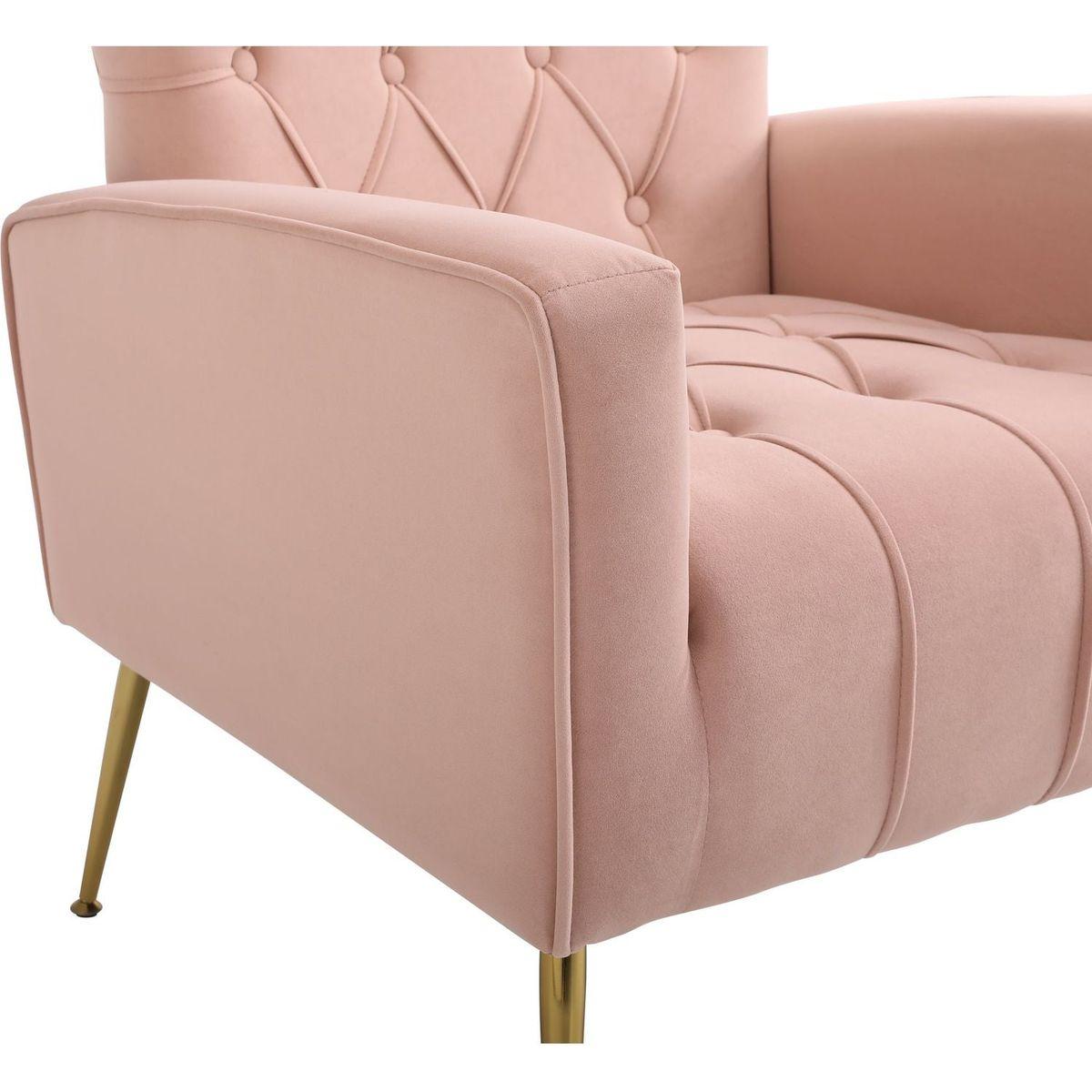 Modern Accent Chair with Ottoman, Comfy Armchair for Living Room, Bedroom, Apartment, Office (Pink)