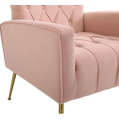 Modern Accent Chair with Ottoman, Comfy Armchair for Living Room, Bedroom, Apartment, Office (Pink)