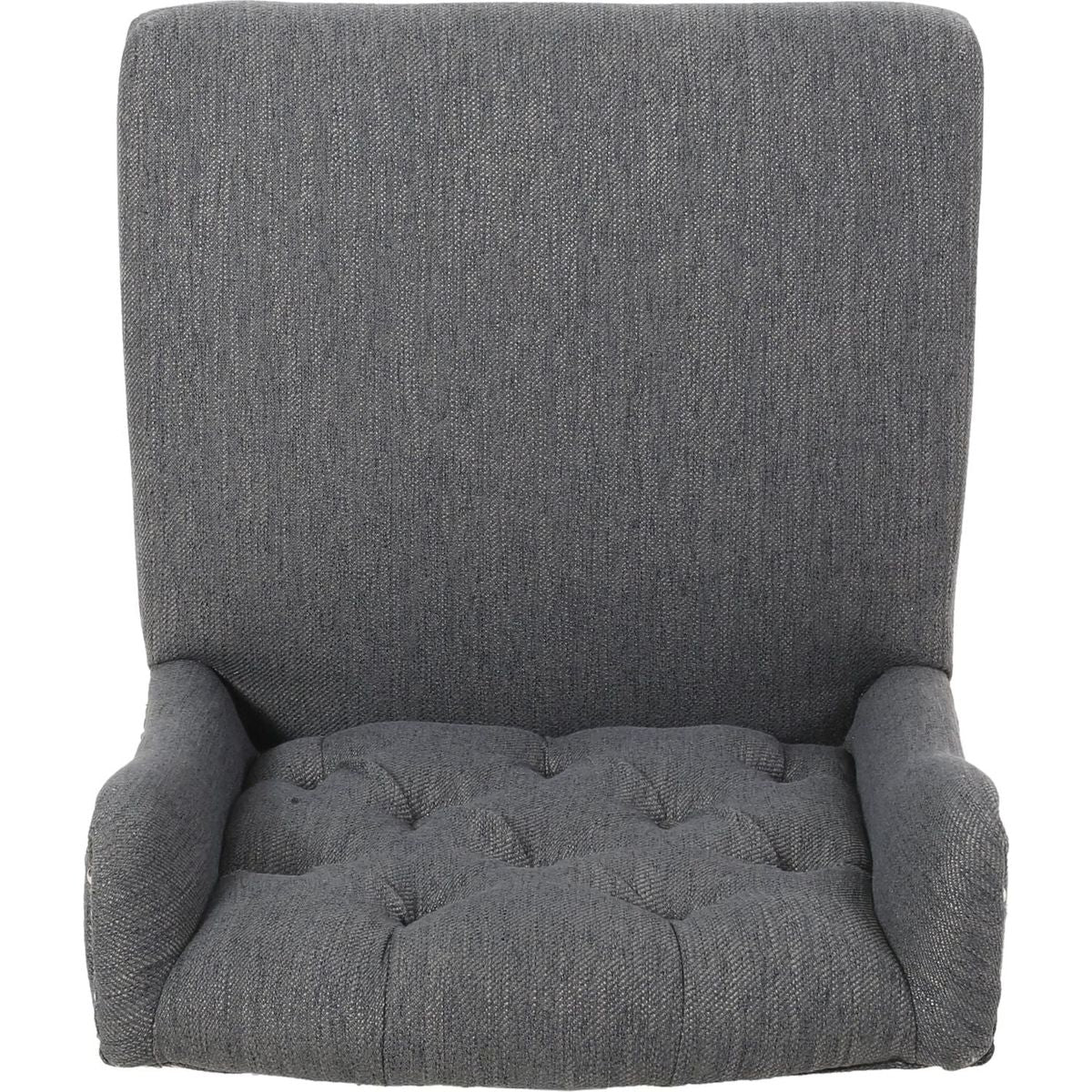 Vienna Contemporary Fabric Tufted Wingback 27 Inch Counter Stools, Set of 2, Charcoal and Dark Brown