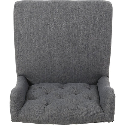 Vienna Contemporary Fabric Tufted Wingback 27 Inch Counter Stools, Set of 2, Charcoal and Dark Brown