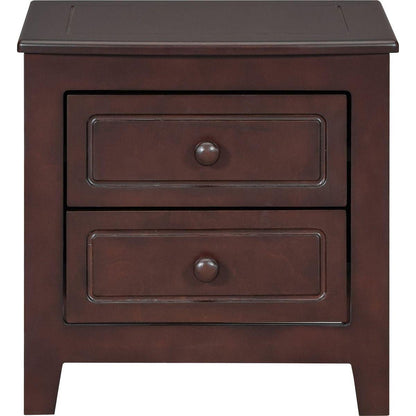 3-Pieces Bedroom Sets,Queen Size Wood Platform Bed and Two Nightstands-Dark Walnut