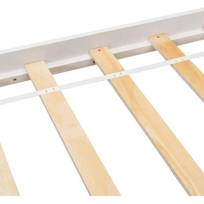 Full Bed with Bookcase Headboard, Under bed Storage Drawers and Bed End Storage Case,White