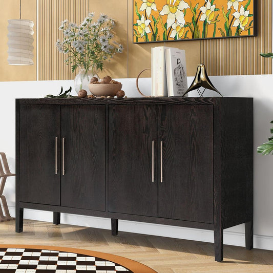 Storage Cabinet Sideboard Wooden Cabinet with 4 Metal handles, 4 Shelves and 4 Doors for Hallway, Entryway, Living room