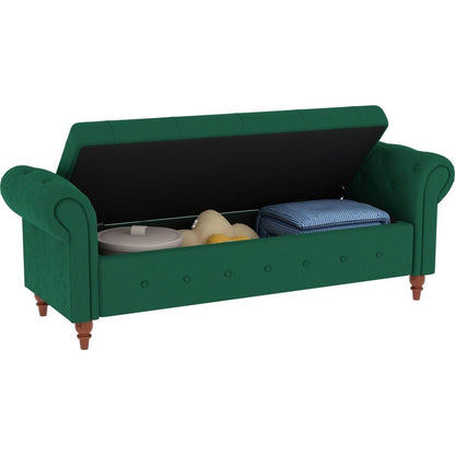 63" Bed Bench Green Velvet