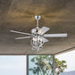 52 inch 4 Lights Ceiling Fan with 5 Wood Blades, Two-color fan blade, AC Motor, Remote Control, Reversible Airflow, 3-Speed, Adjustable Height, Traditional Ceiling Fan for home decorate (Silver)