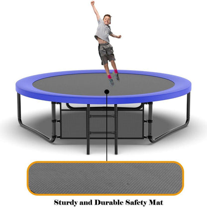 10FT Pumpkin Trampoline, Outdoor Trampoline with Basketball Hoop, Enclosure Net and Ladder