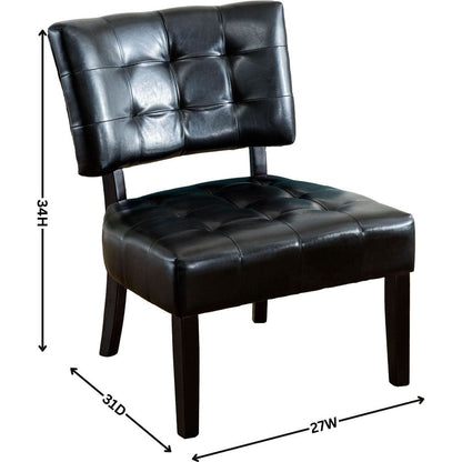 Roundhill Furniture Blended Leather Tufted Accent Chair with Oversized Seating, Brown