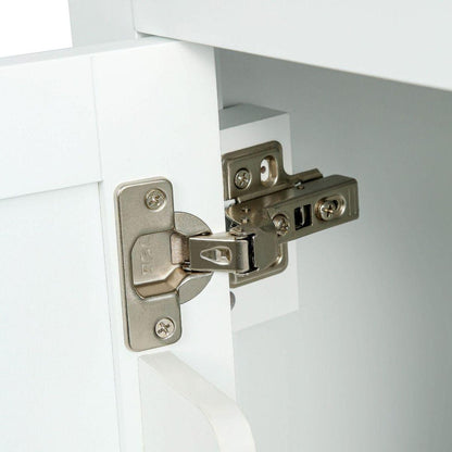 Kitchen Cart with Rubber wood Drop-Leaf Countertop, Cabinet door internal storage racks,Kitchen Island on 5 Wheels with Storage Cabinet and 3 Drawers for Dining Room,White