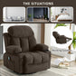 Swinging recliner massage heated sofa, with USB and 2 cup holders in side pockets, PackageA+B (Brown)