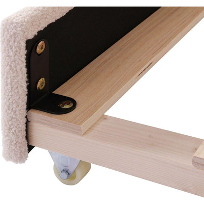 Teddy Fleece Twin Size Upholstered Daybed with Light and Trundle, Beige