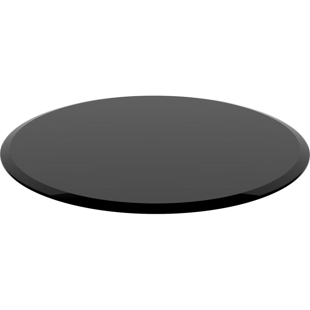 28" Inch Round Tempered Glass Table Top Black Glass 2/5 Inch Thick Beveled Polished Edge