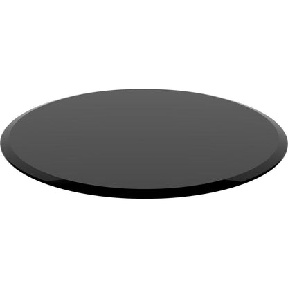 28" Inch Round Tempered Glass Table Top Black Glass 2/5 Inch Thick Beveled Polished Edge