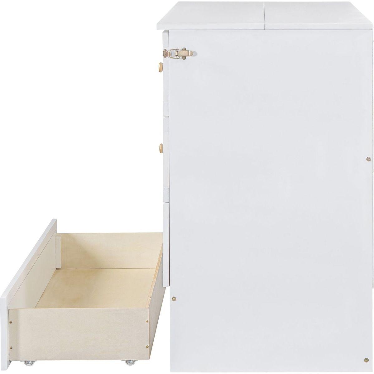 Full Size Murphy Bed with Large Drawers,White