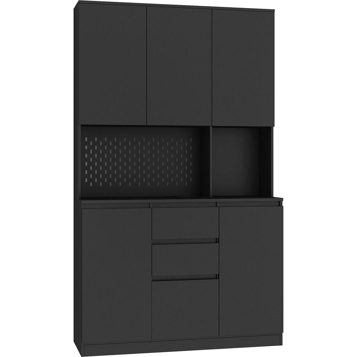 74" Freestanding Kitchen Pantry Cabinet Cupboard with 6 Doors,3 Shelves and 2 Drawer,Versatile Wardrobe & Kitchen Cabinet,Craft Storage Cabinet,Laundry Room Storage for Bedroom Kitchen (Black)