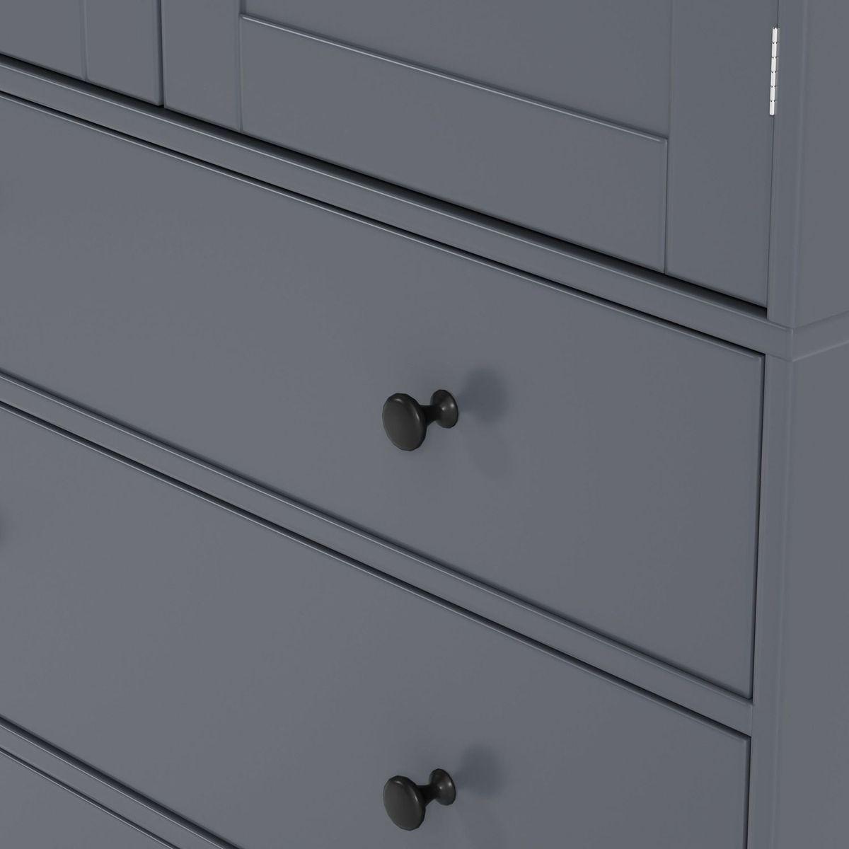 [Assembly Video Provided]77inch Farmhouse Kitchen Pantry, Freestanding Tall Cupboard Storage Cabinet with 3 Adjustable Shelves, 8 Door Shelves, 3 Drawers for Kitchen, Dining Room, Gray