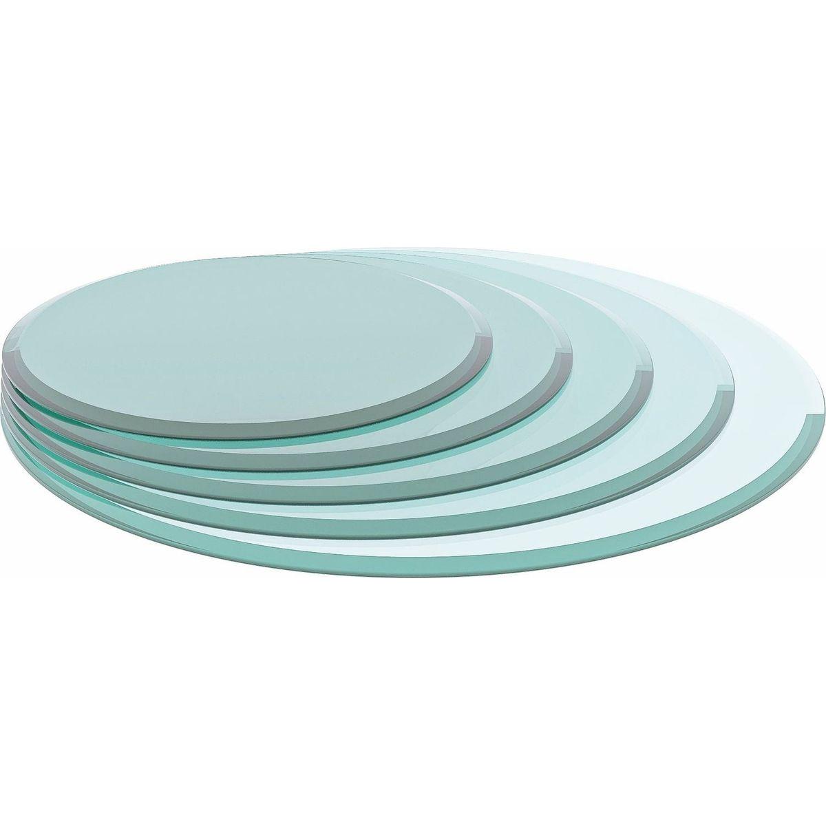 36" Inch Round Tempered Glass Table Top Clear Glass 1/2" Inch Thick Beveled Polished Edge