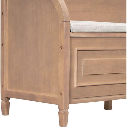 Rustic Style Solid wood Entryway Multifunctional Storage Bench with Safety Hinge (Brown+ Beige)