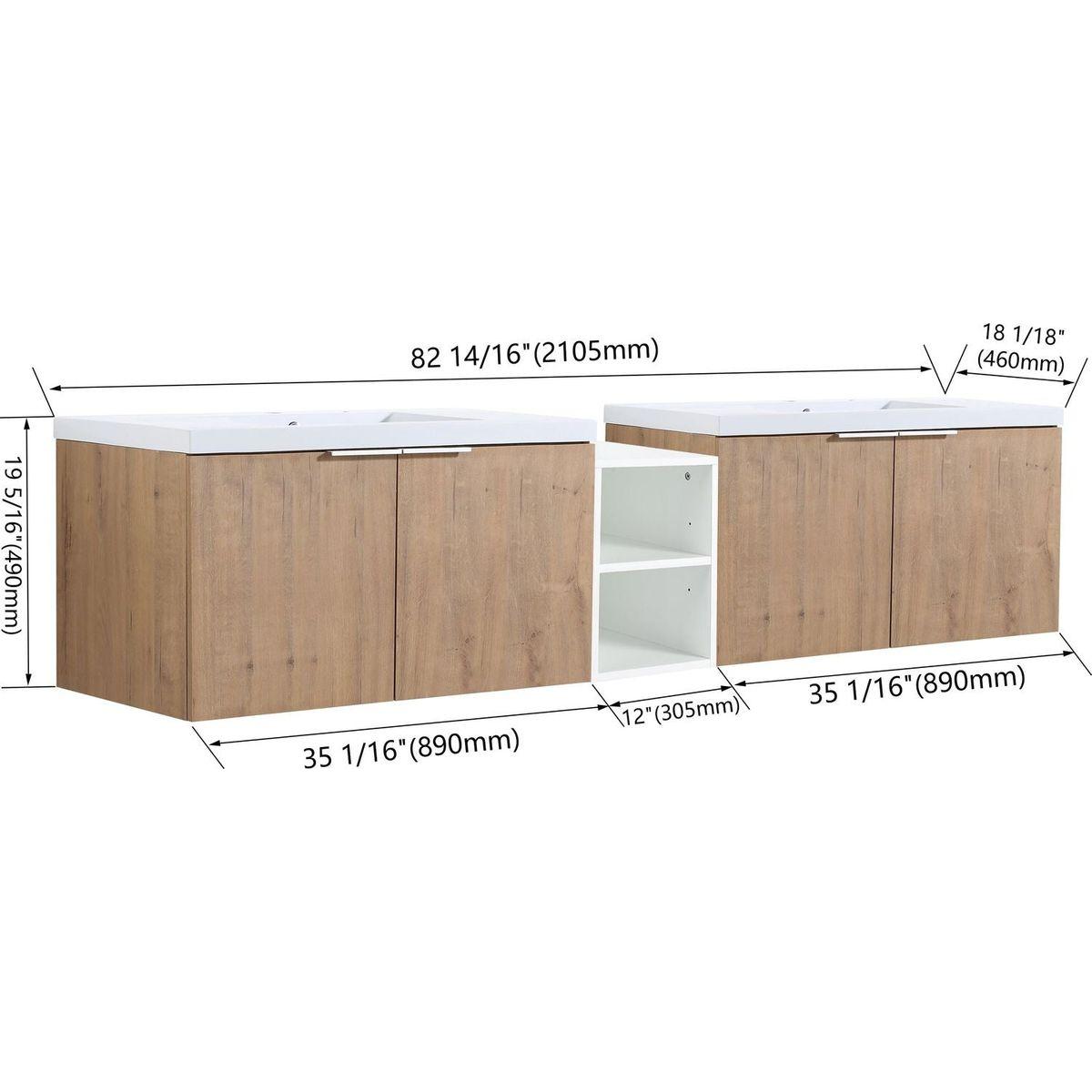 84 Inch Soft Close Doors Bathroom Vanity With Sink, A Small Storage Shelves, 36" and 12" Combination Cabinet,(KD-Packing)