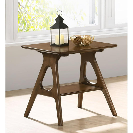 Arona Mid-Century Modern Wood End Table with Shelf