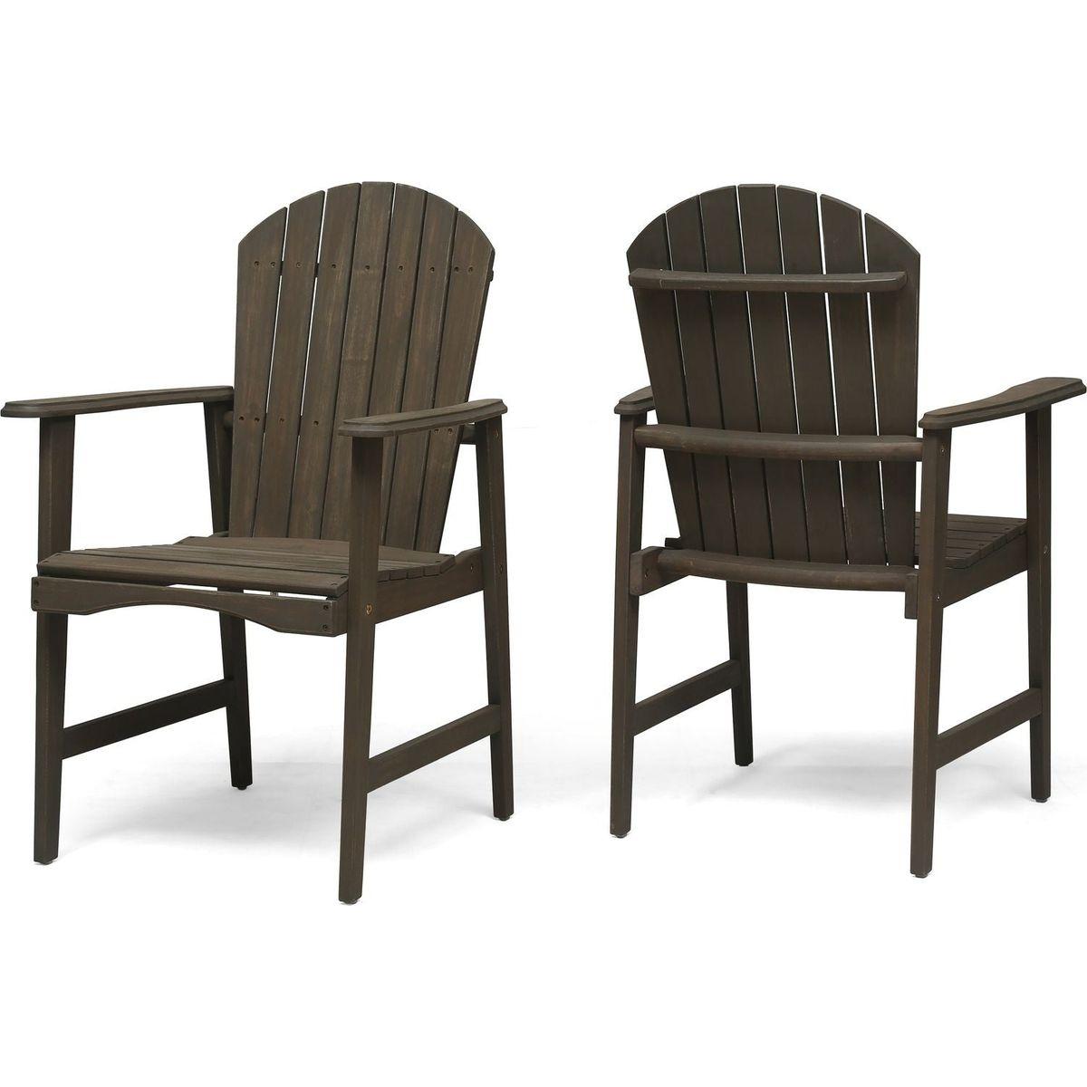 Acacia Wood Adirondack Dining Chairs (Set of 2), Gray Finish
