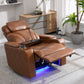 Power Motion Recliner with USB Charging Port and Hidden Arm Storage, Home Theater Seating with Convenient Cup Holder Design, and stereo(Light Brown)