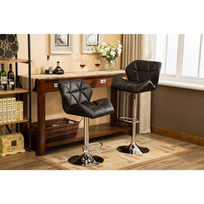 Glasgow Contemporary Tufted Adjustable Height Hidraulic Bar Stools, Set of 2, Black - Streamdale Furniture