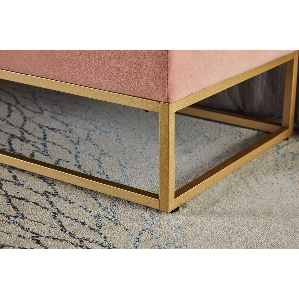 58.6" Bed Bench Metal Base with Storage Pink Velvet