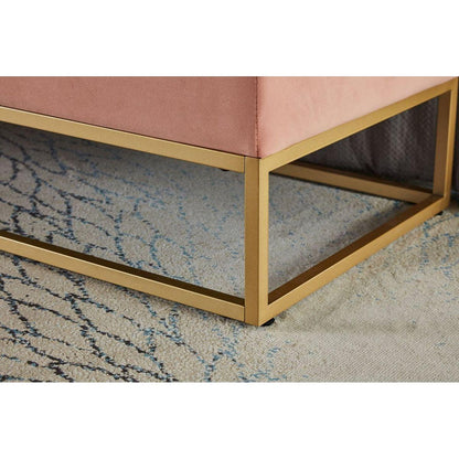58.6" Bed Bench Metal Base with Storage Pink Velvet