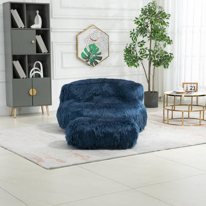 Bean Bag Chair Faux fur Lazy Sofa /Footstool Durable Comfort Lounger High Back Bean Bag Chair Couch for Adults and Kids, Indoor