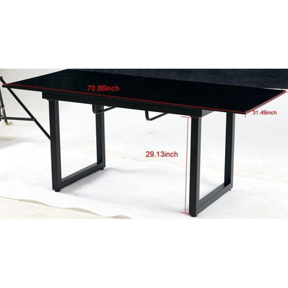 black color,Square Extendable Dining Table with metal leg,Modern Space Saving Kitchen Table for Living Room( 70.86" W x 31.5" D x 29.5" H)