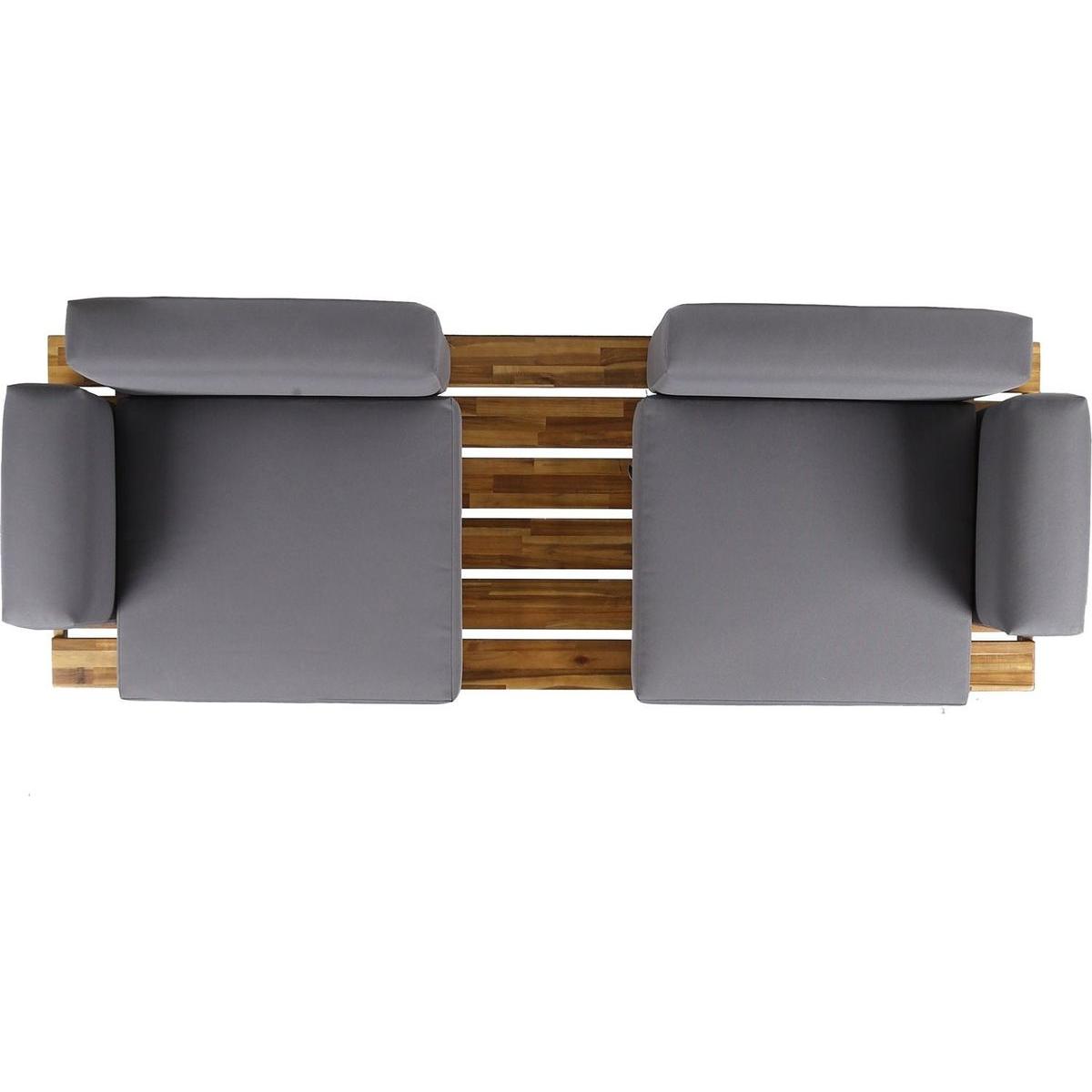 Canoga Outdoor Industrial Loveseat with Coffee Table