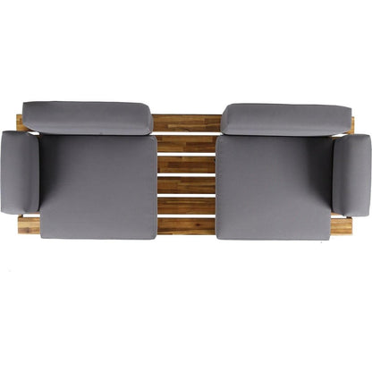 Canoga Outdoor Industrial Loveseat with Coffee Table