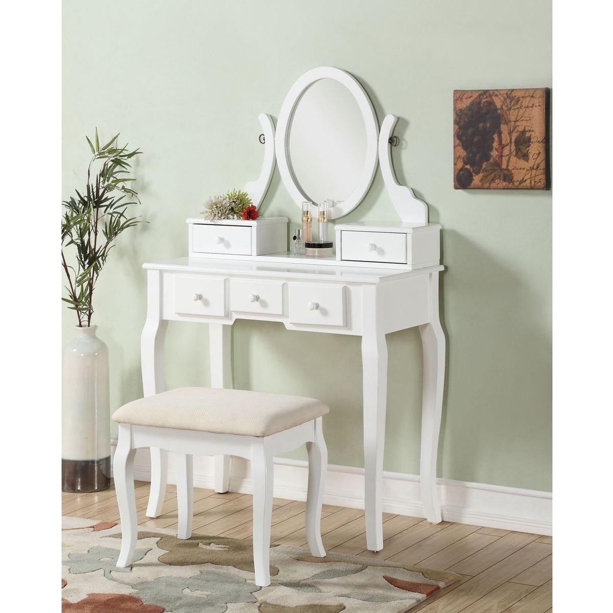 Ashley Wood Make-Up Vanity Table and Stool Set, White