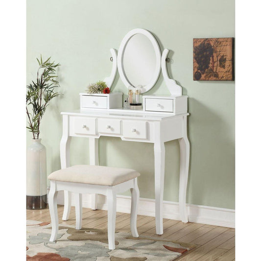 Ashley Wood Make-Up Vanity Table and Stool Set, White