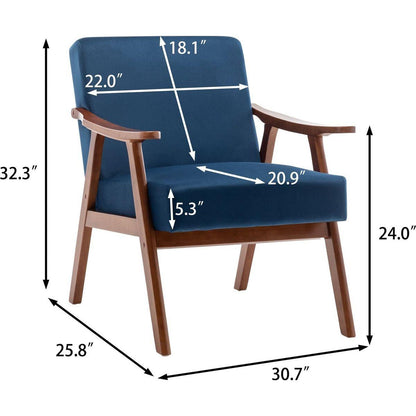 Mid-Century Modern Chair, Living Room Chair with Solid Wood Frame, Accent Chair Extra-Thick Backrest, Wingback Chair for Bedroom, Reading Room, Living Room, Lounge Chair Indoor