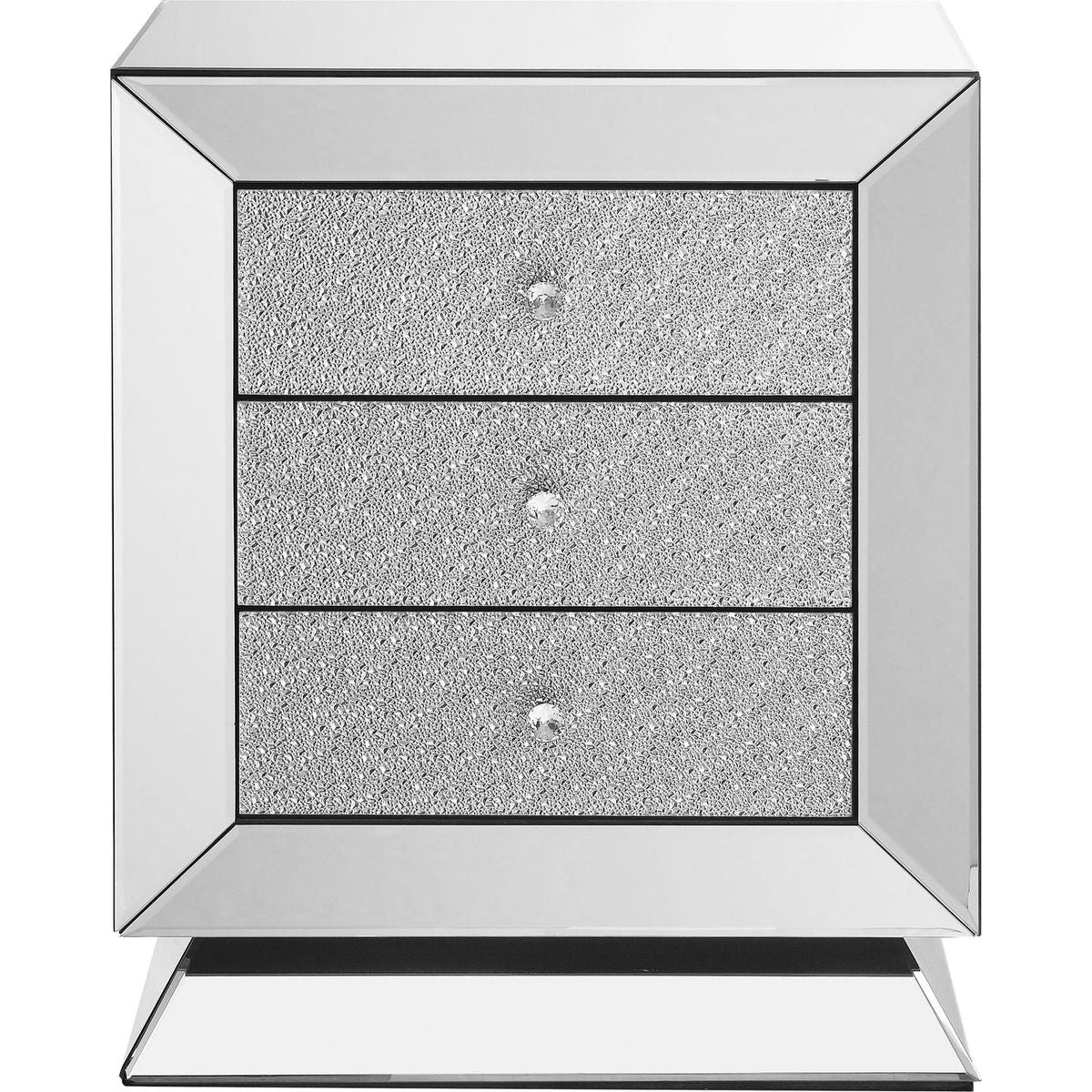 Classic bedroom elegant bedside table, 1 piece of 3 drawer mirrored bedside table