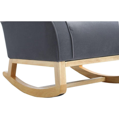 Modern Rocking Chair, Upholstered Accent Chair for Nursery, Playroom, Bedroom and Living Room, Small Contemporary Rocker, Kids Cushioned Arm Chair, Grey