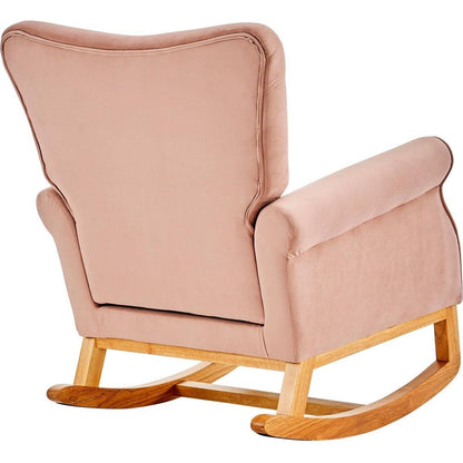Baby Room High Back Rocking Chair Nursery Chair, Comfortable Rocker Fabric Padded Seat, Modern High Back Armchair