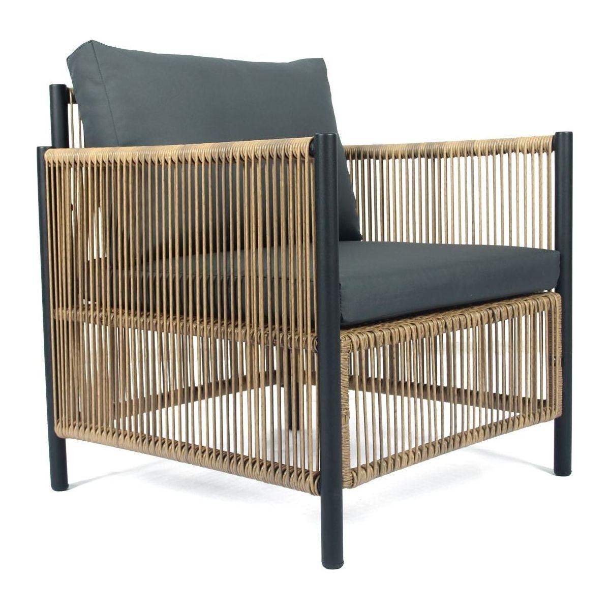 New Comming Patio 4 Pieces Brown PE Wicker Sofa Set with Grey Cushion