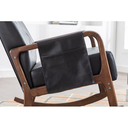 Rocking Chair With Ottoman, Mid-Century Modern Upholstered Fabric Rocking Armchair, Rocking Chair Nursery with Thick Padded Cushion, High Backrest Accent Glider Rocker Chair for Living Room