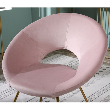 Slatina Pink Silky Velvet Upholstered Accent Chair with Gold Tone Finished Base