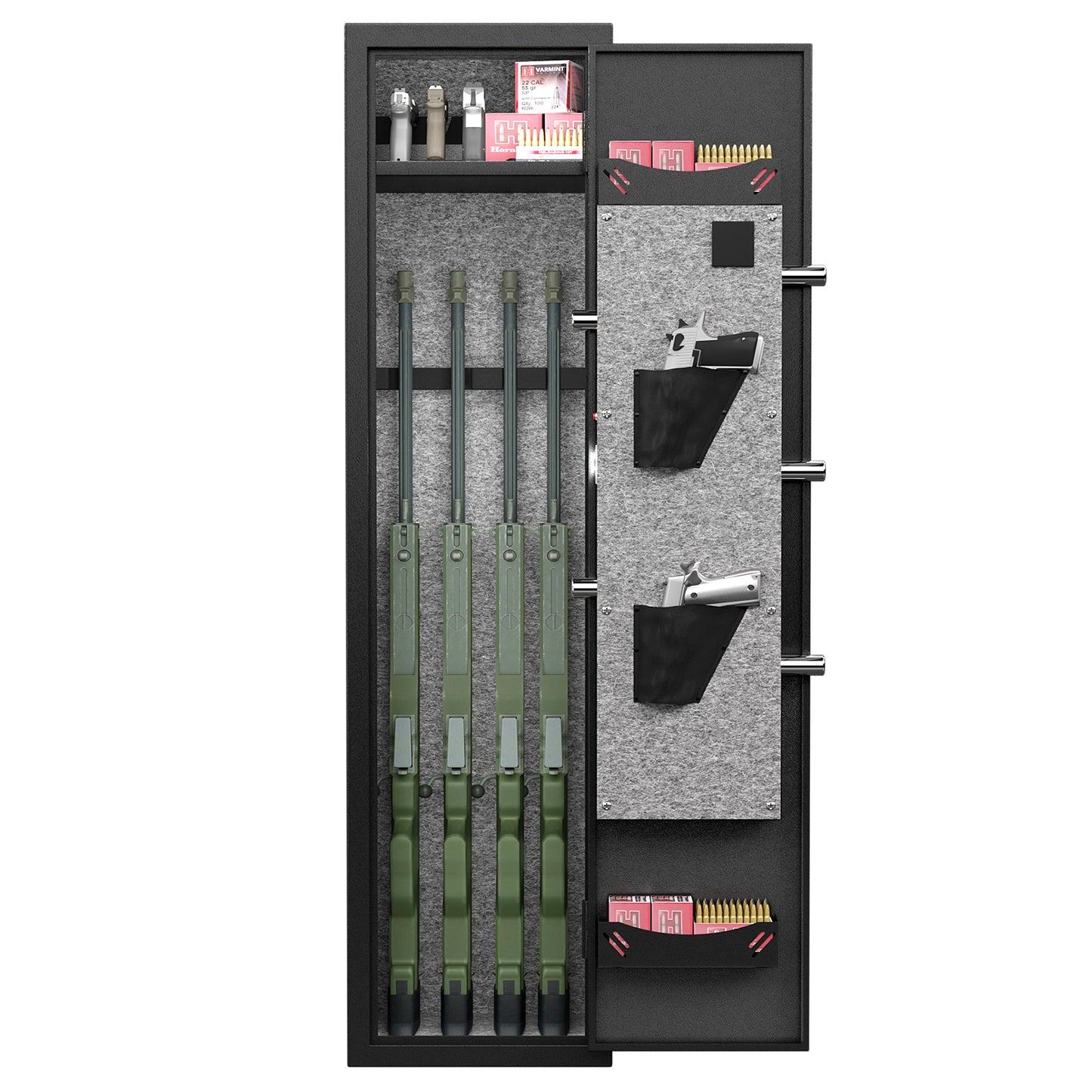 3-4 Gun Safe for Rifles and Pistols,Quick Access Password Gun Safe,High Security Metal Rifle Safe Locker with Removable Shelf and 2 Adjustable Gun Slots