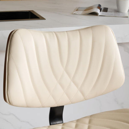 Walnut Bentwood Bar Stools Mid Century Modern Adjustable Counter Height Black Leather Upholstered 360Swivel Bar Chairs for Kitchen Island/Dining Room/Cafe, 1 chair/1carton,Beige