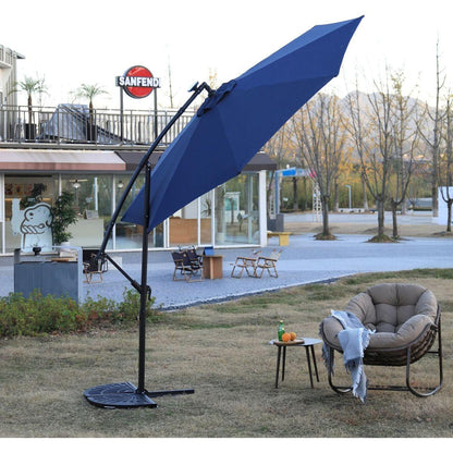 10ft Solar LED Offset Hanging Market Patio Umbrella (Navy blue)