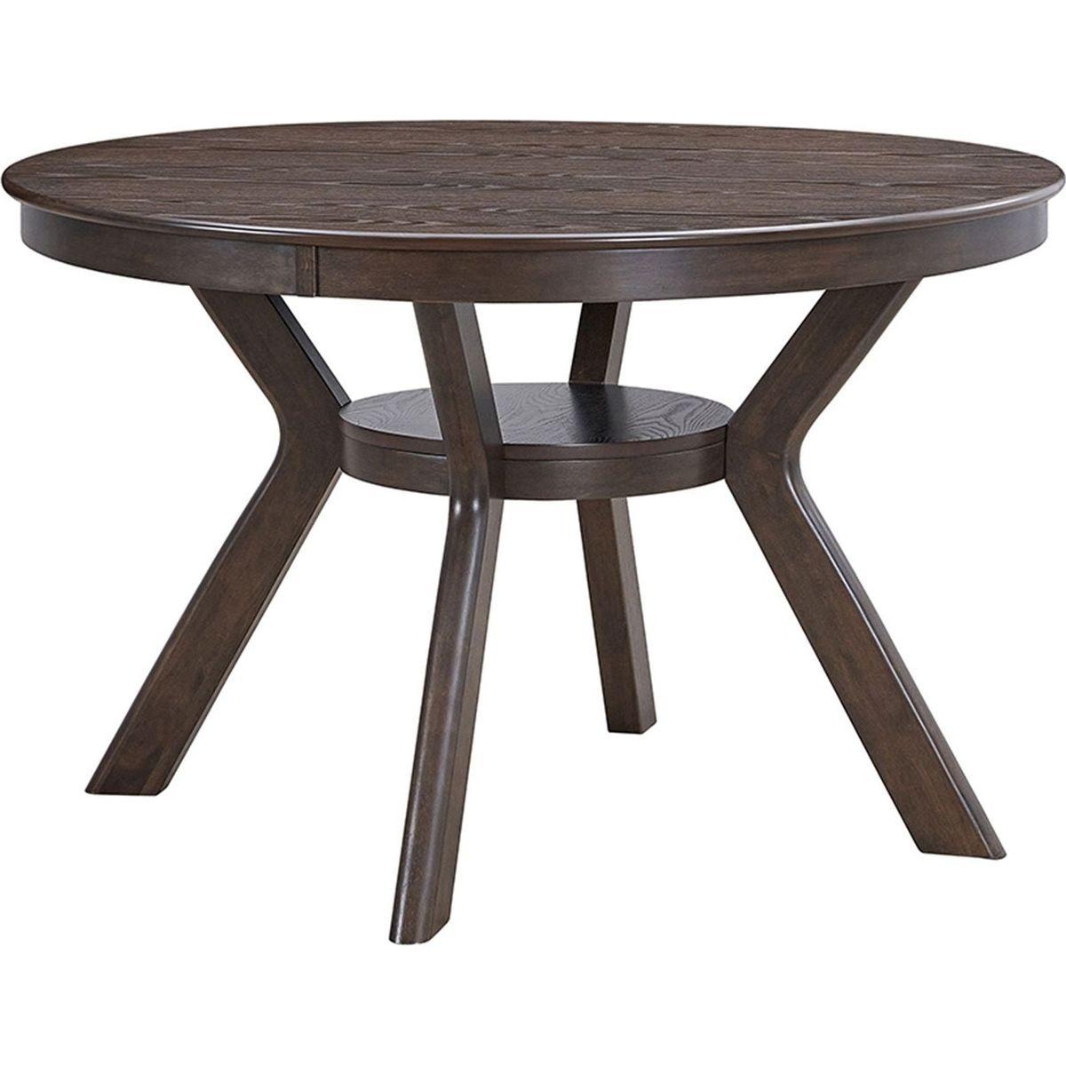 47.24"Round Rubber Wood Dining Table for 4-6 with Wooden Trestle Pedestal Base,Modern Kitchen Wooden Table Dinner Table for Dining Room, Living Room,Brown(1 Table) - Streamdale Furniture