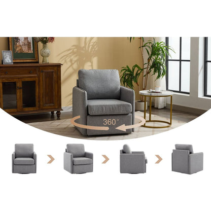 Swivel Accent Chair, Comfy single Sofa chair with storage, Modern arm chair for Living Room, Fabric Swivel Armchair with Metal Base (Gary)