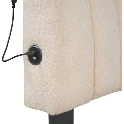 Teddy Fleece Twin Size Upholstered Platform Bed with Trundle, Beige